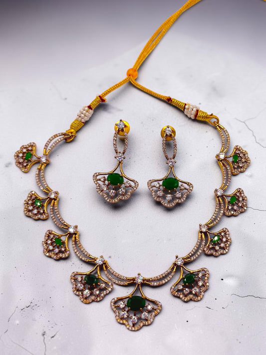 Khushboo खुशबू Gold Plated Victorian Set in Green