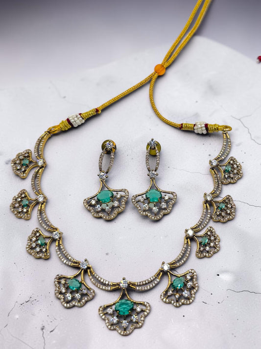 Khushboo खुशबू Gold Plated Victorian Set in Light Blue