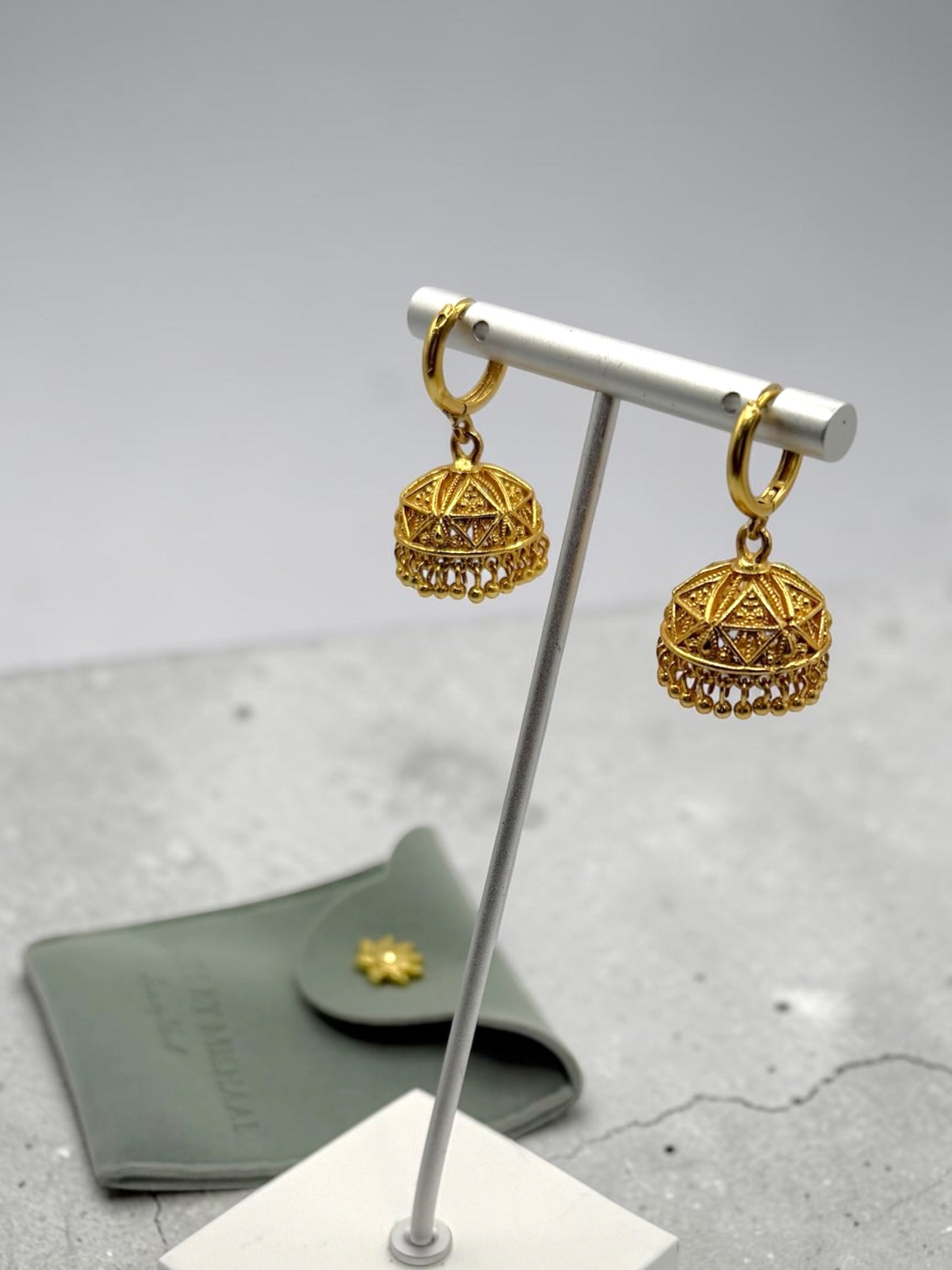 Malaavika मालविका Oversized 18k Gold Plated Jhumkay