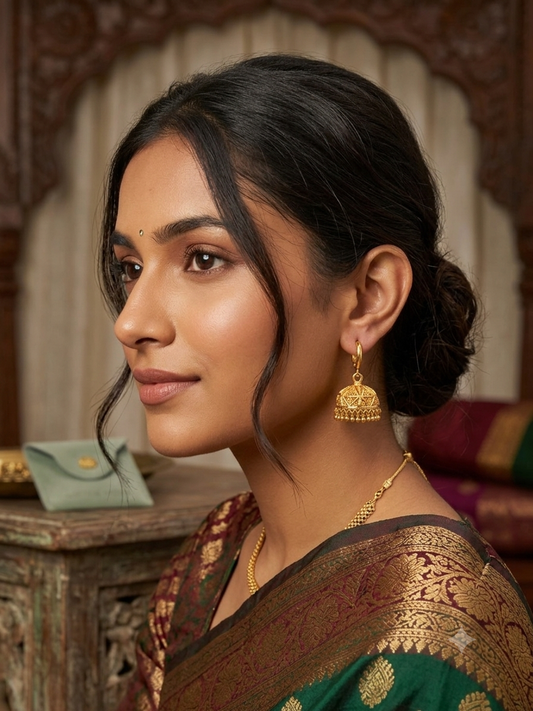 Malaavika मालविका Oversized 18k Gold Plated Jhumkay