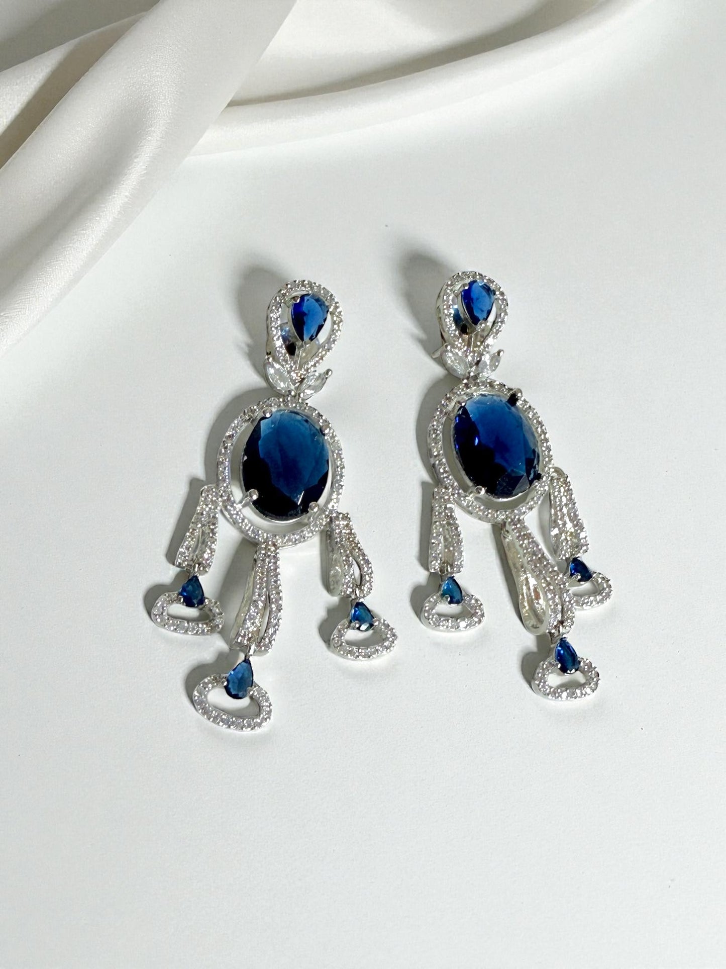 Isra إسراء American Diamond Earrings in Blue
