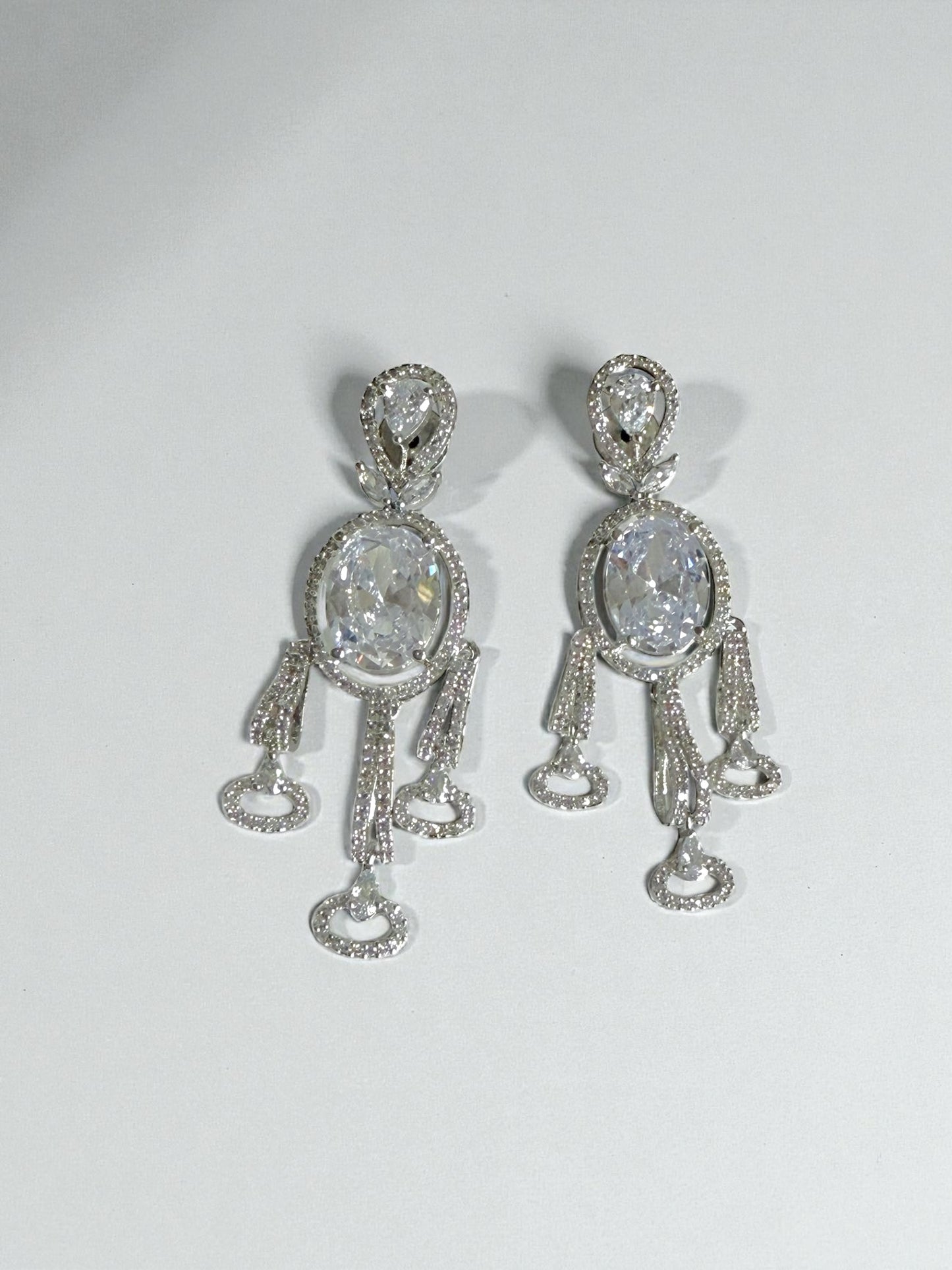 Isra إسراء American Diamond Earrings in Silver