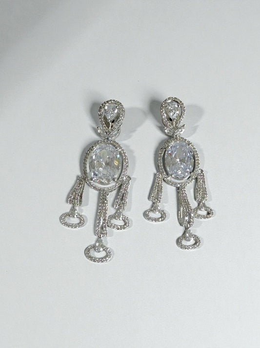 Isra إسراء American Diamond Earrings in Silver
