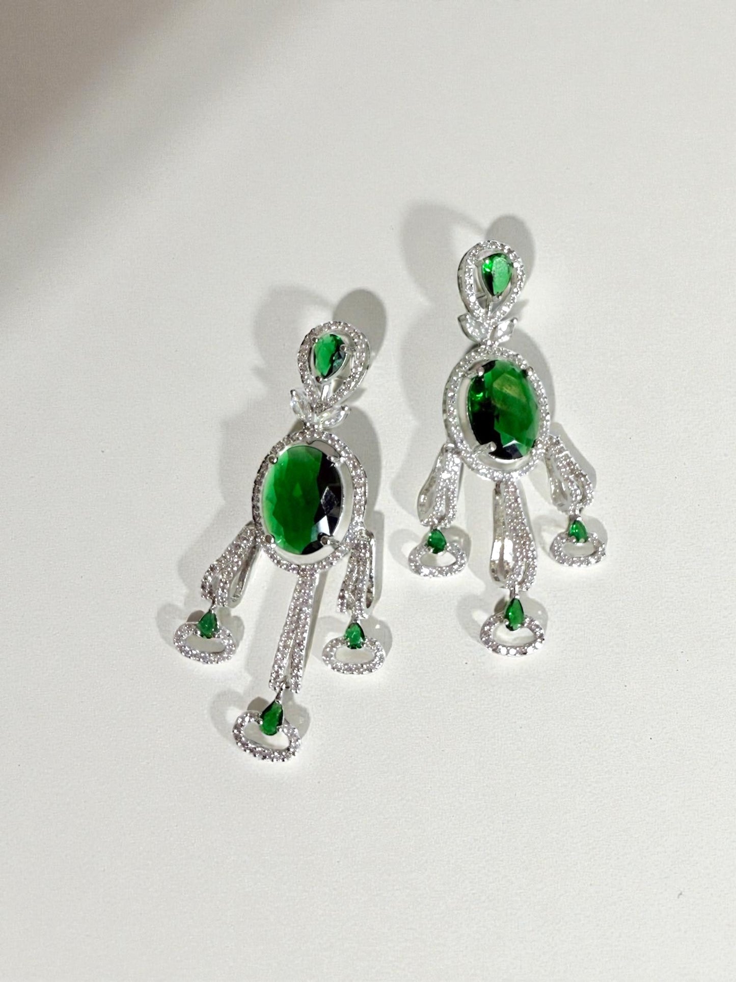 Isra إسراء American Diamond Earrings in Green