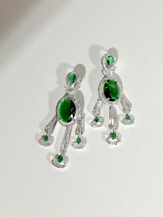 Isra إسراء American Diamond Earrings in Green