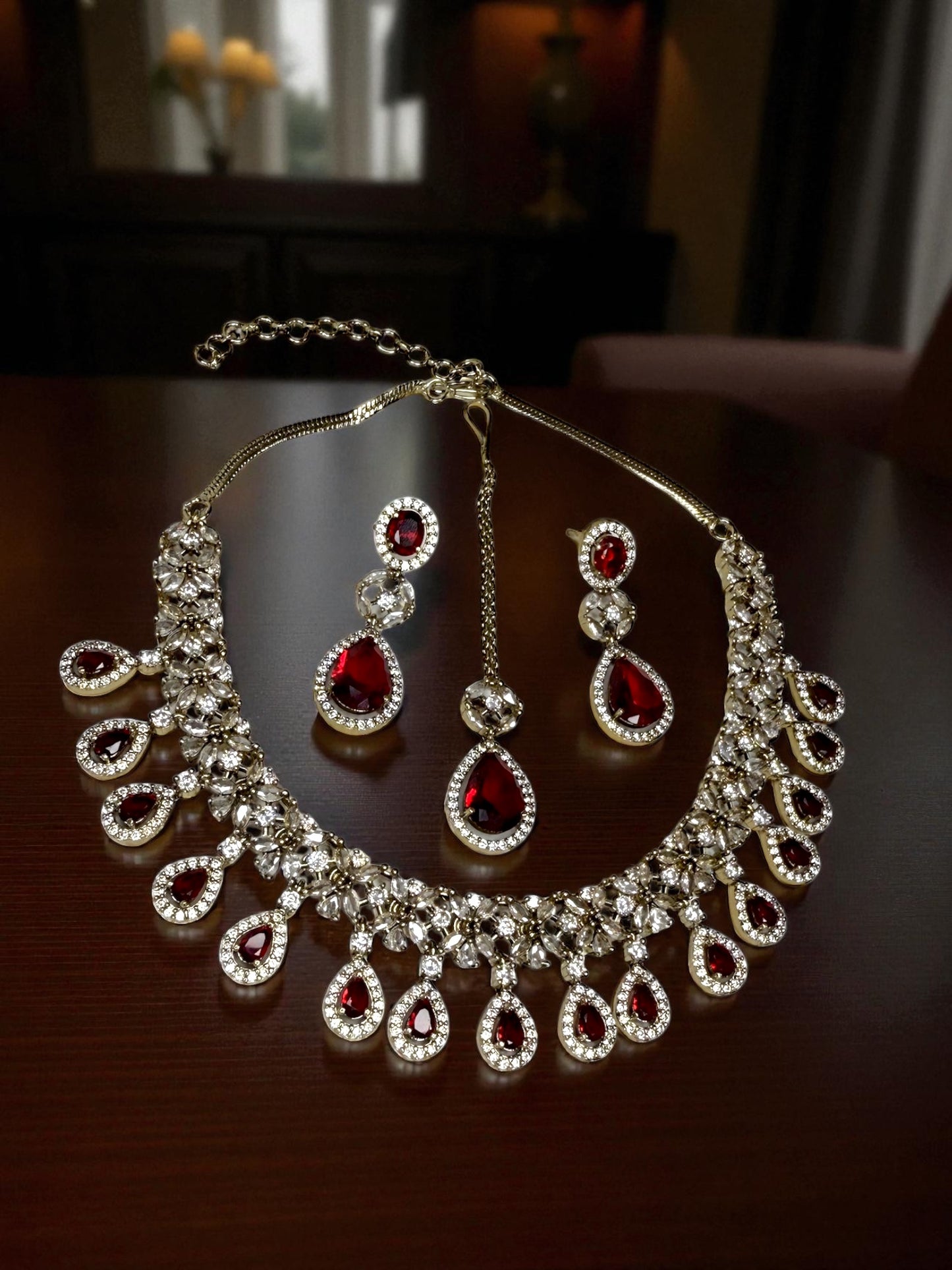 Wafaa وفاء American Diamond Set in Ruby