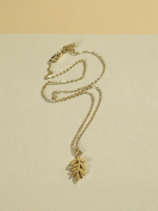 Zaytoon زيتون Gold Plated Olive Branch Necklace in Gold - Palestine Collection - Stainless Steel