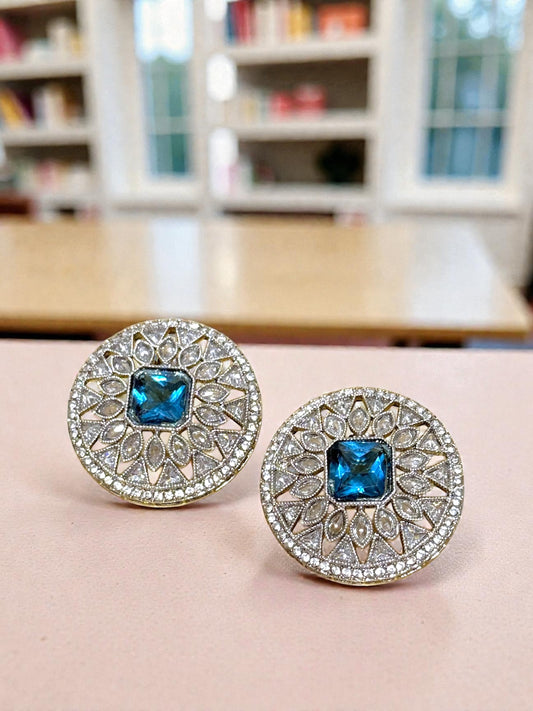 Karishma करिश्मा Polki Studs in Blue
