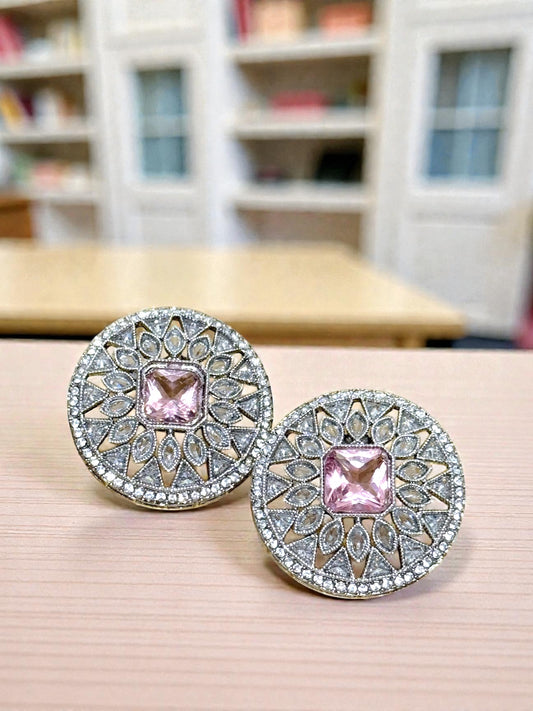 Karishma करिश्मा Polki Studs in Pink