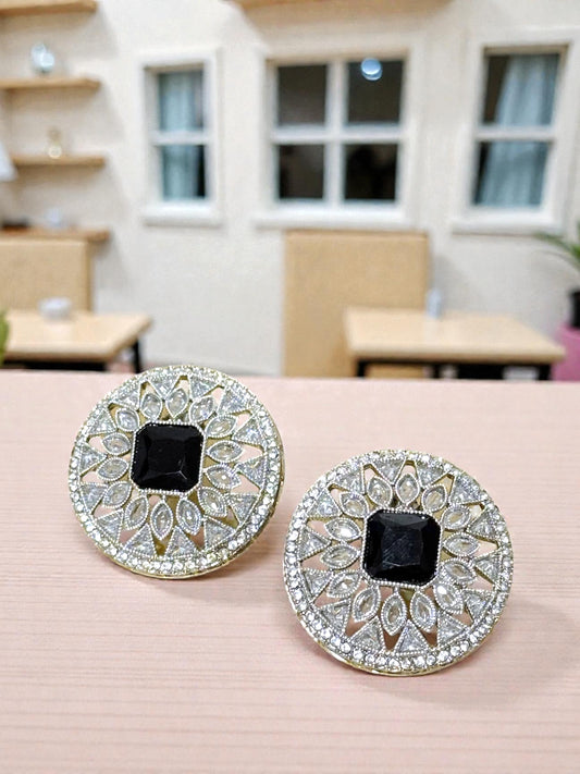 Karishma करिश्मा Polki Studs in Black
