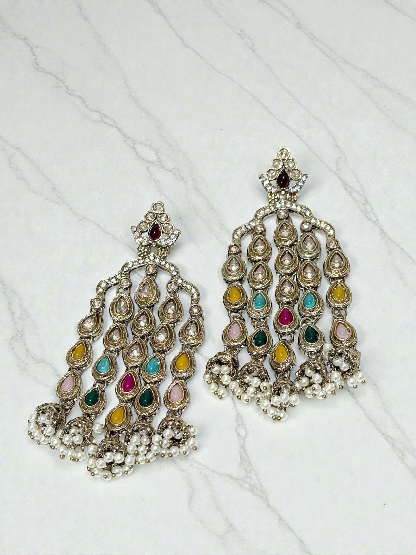 Komal कोमल Polki Earrings in Multicolor