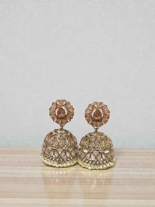 Mishika मिशिका Polki Jhumkay in Pink