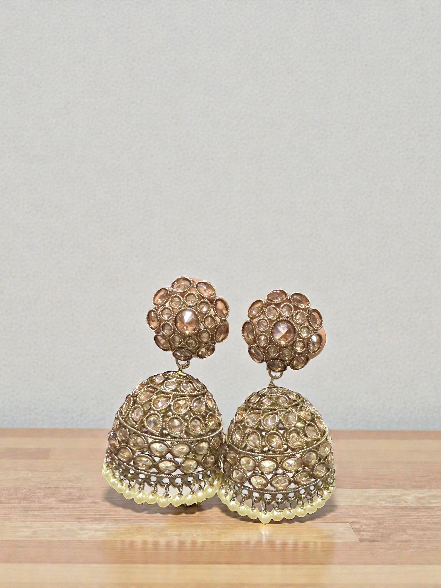 Mohini मोहिनी Polki Jhumkay in Gold