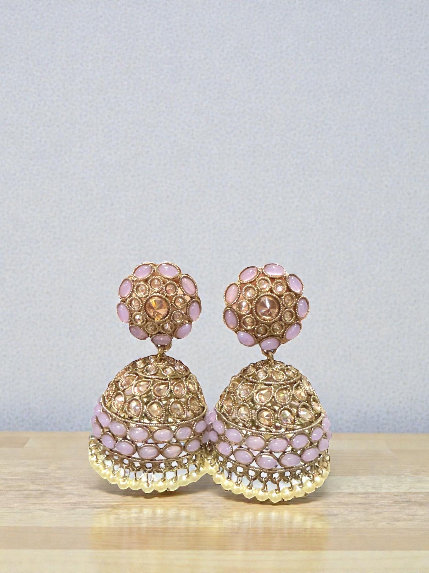 Mohini मोहिनी Polki Jhumkay in Lavender