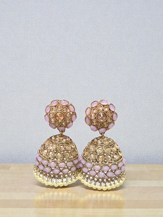 Mohini मोहिनी Polki Jhumkay in Lavender