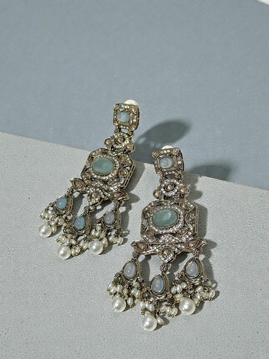 Archana अर्चना Polki Earrings in Cloudy Soft Grey