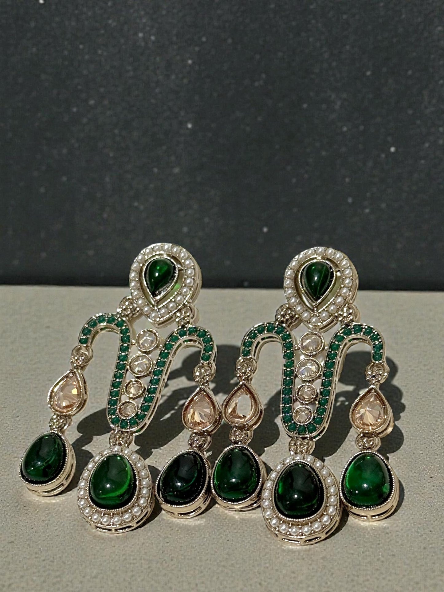 Geet गीत Polki Earrings in Green
