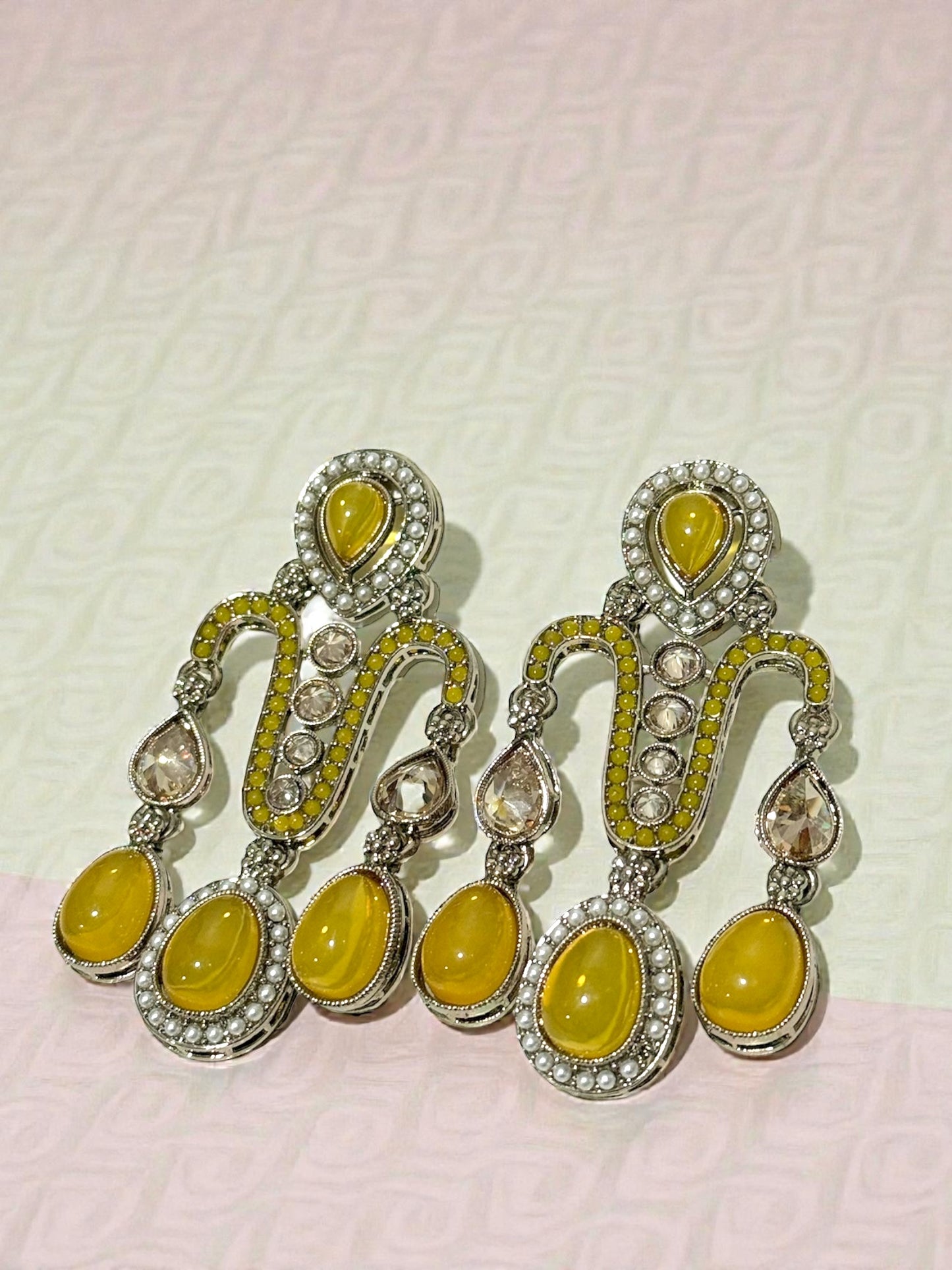 Geet गीत Polki Earrings in Yellow