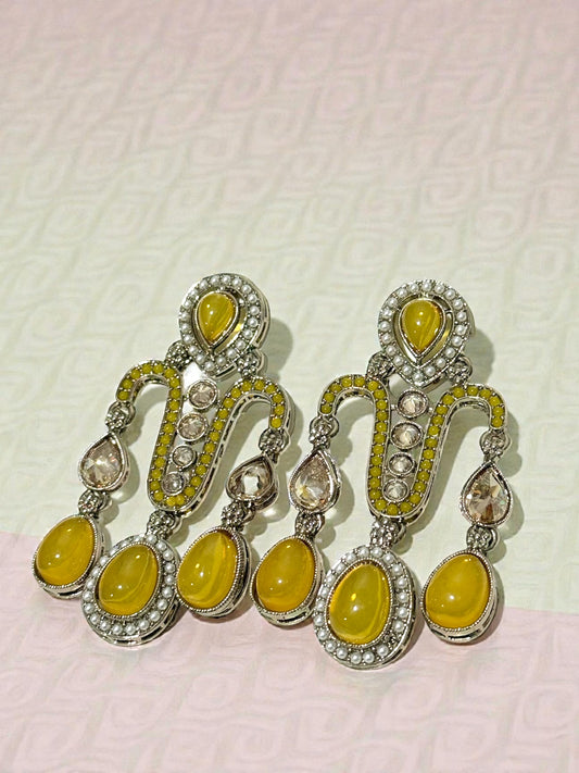 Geet गीत Polki Earrings in Yellow