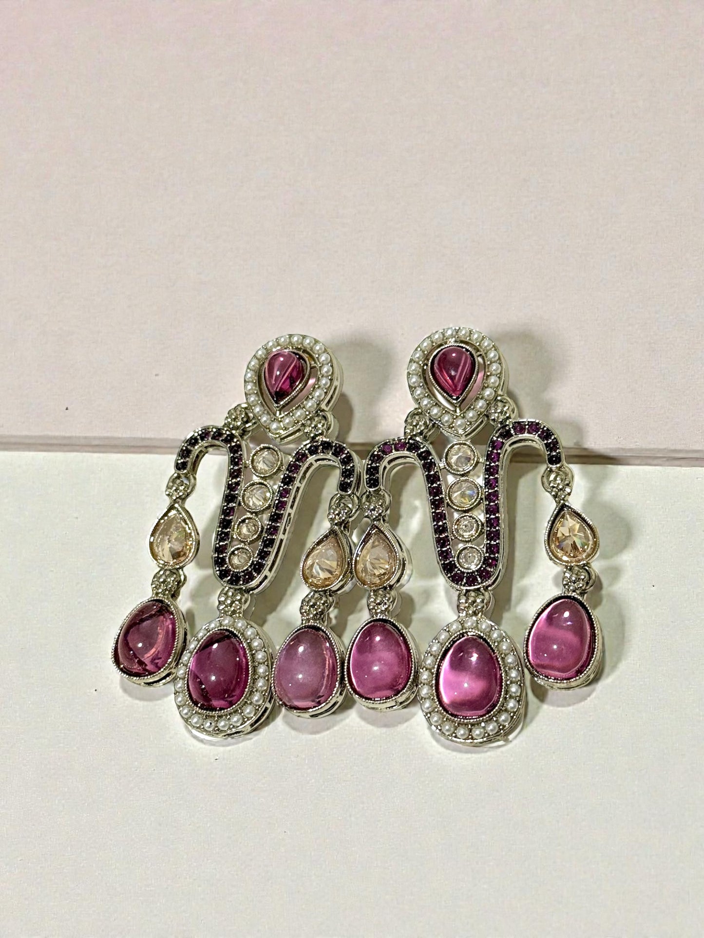 Geet गीत Polki Earrings in Purple