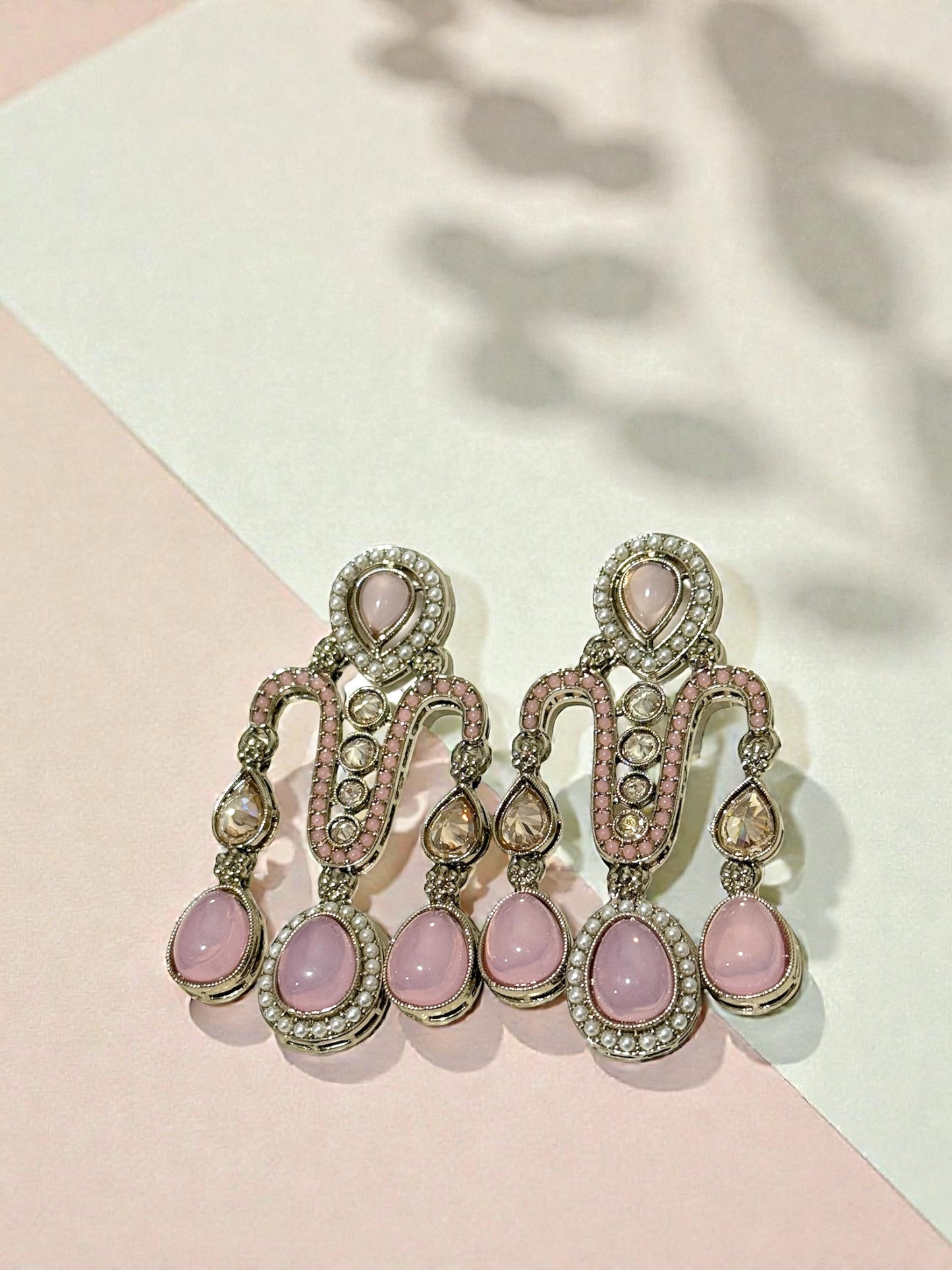 Geet गीत Polki Earrings in Pink