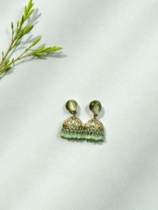 Sunita सुनीता Mini Jhumkay in Mint