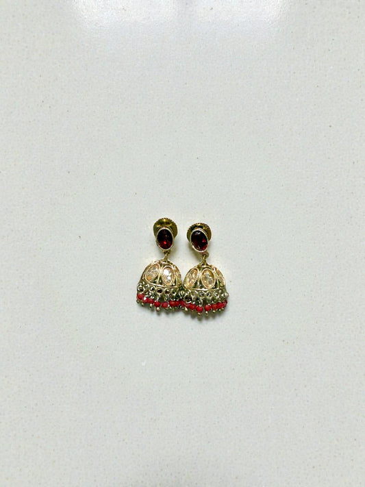 Hema हेमा Mini Jhumkay in Red