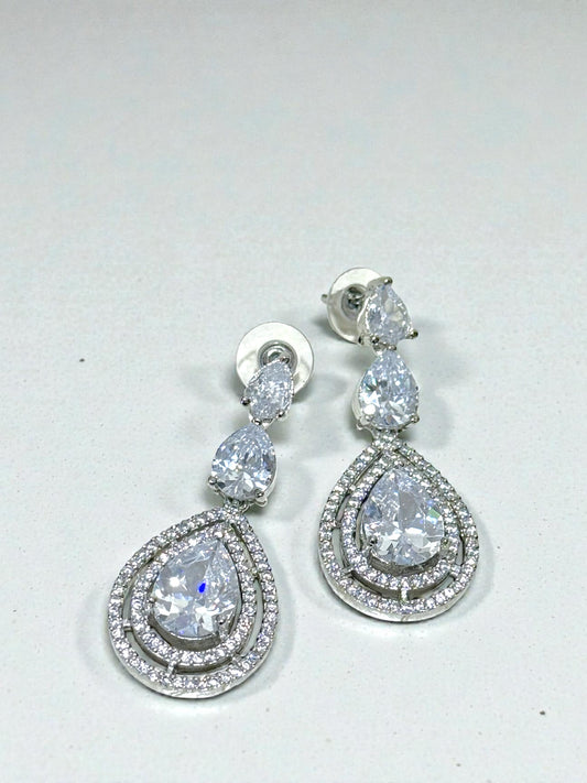 Seema सीमा American Diamond Earrings in Silver