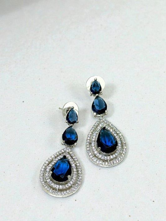 Seema सीमा American Diamond Earrings in Blue