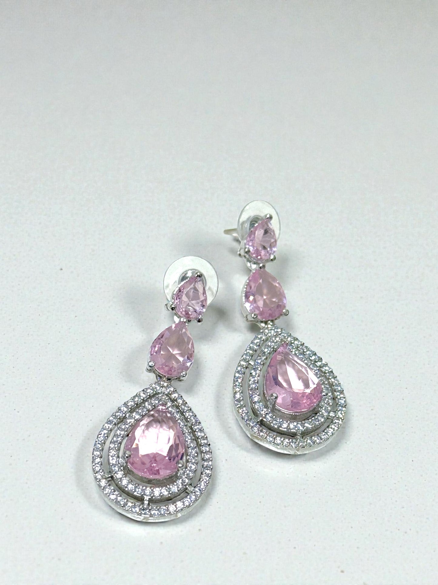 Seema सीमा American Diamond Earrings in Pink
