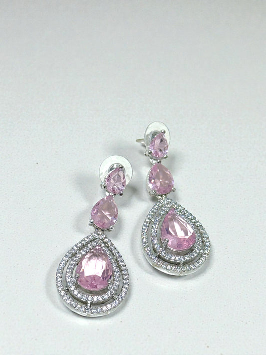 Seema सीमा American Diamond Earrings in Pink