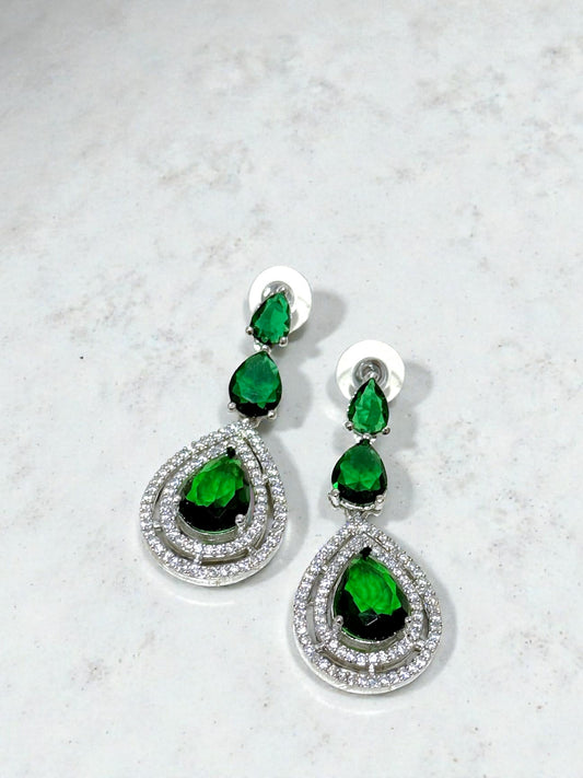 Seema सीमा American Diamond Earrings in Green