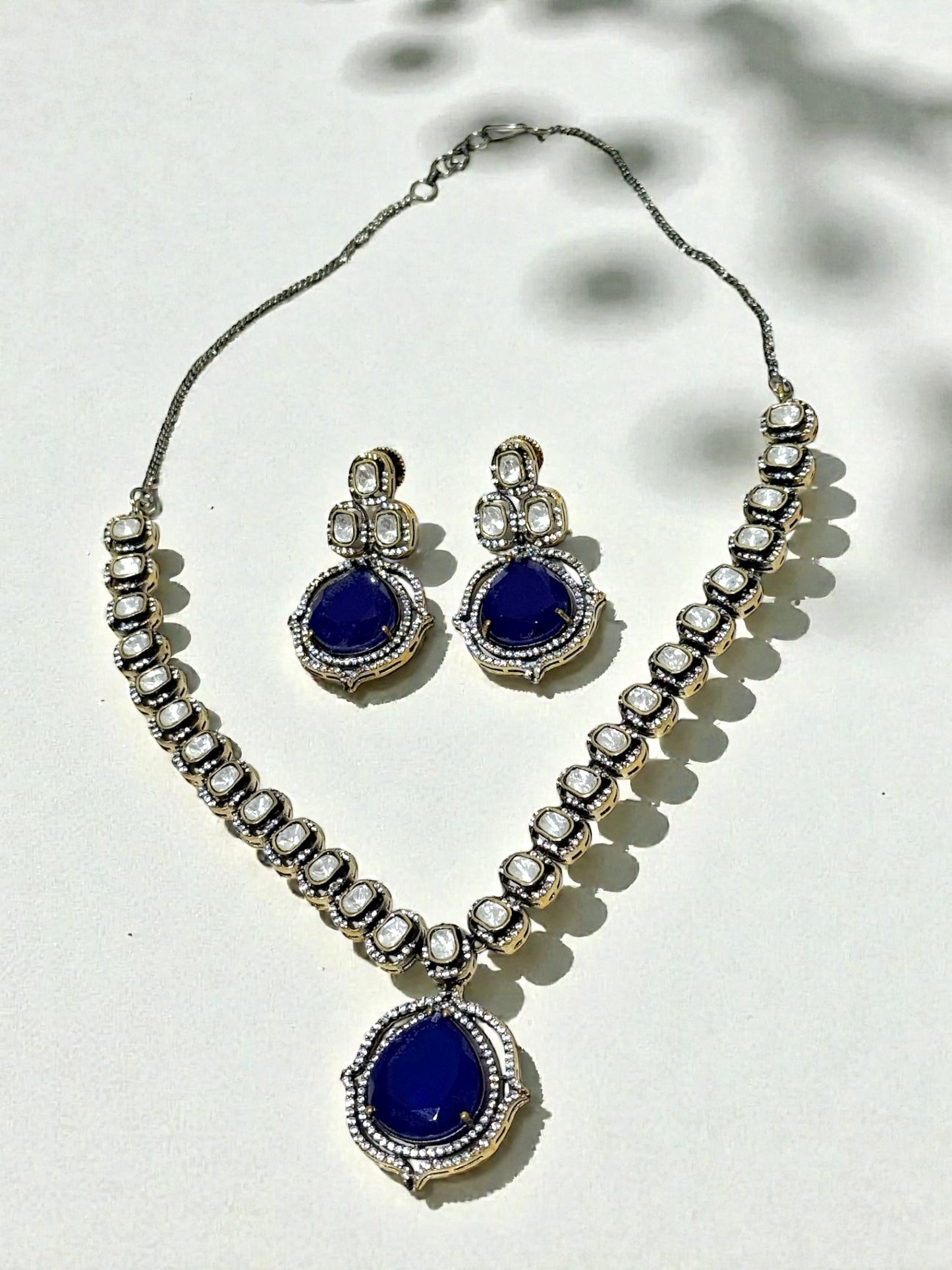 Himani हिमानी Gold Plated Kundan Doublet Stone Set in Blue