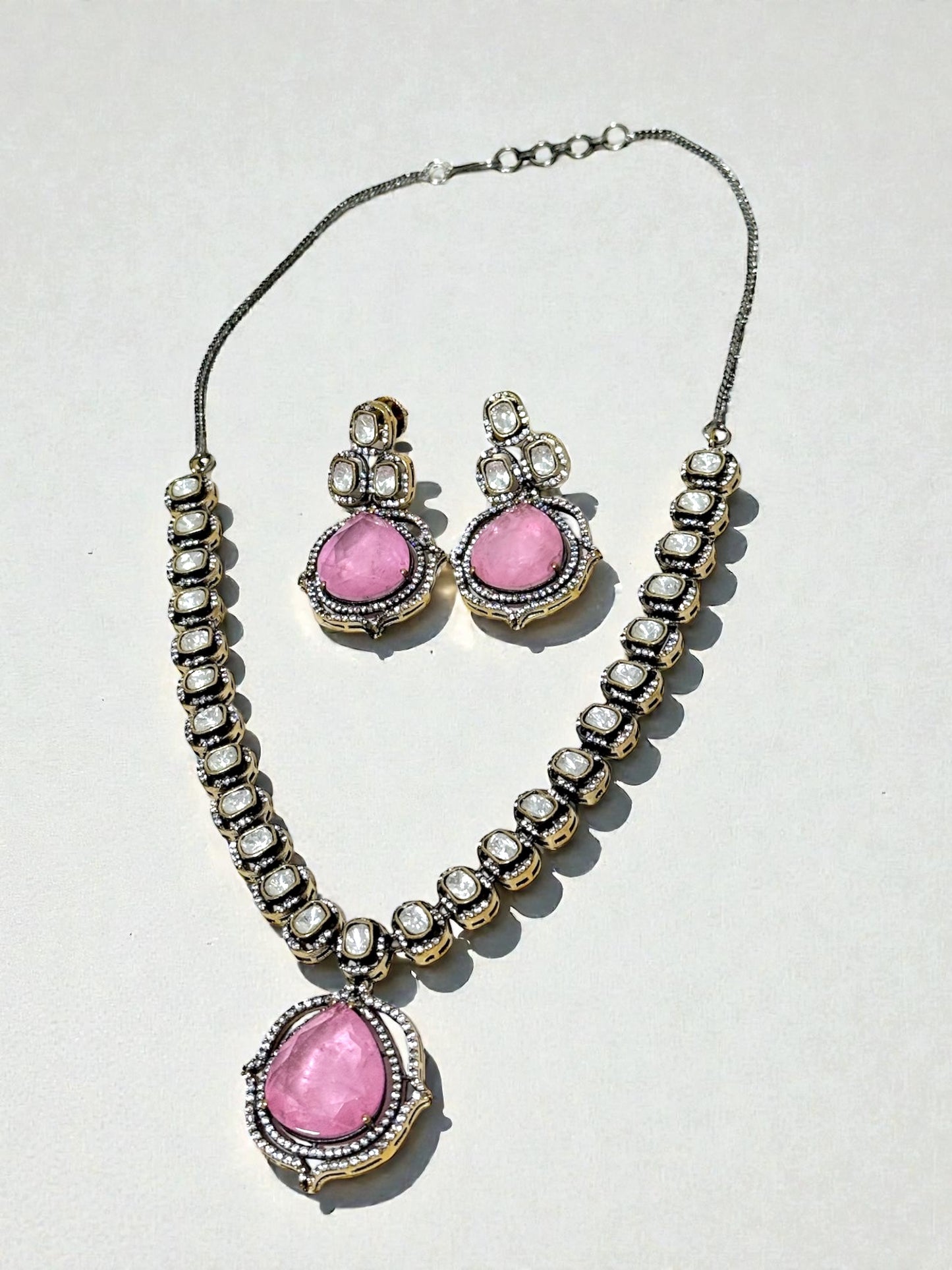 Himani हिमानी Gold Plated Kundan Doublet Stone Set in Pink