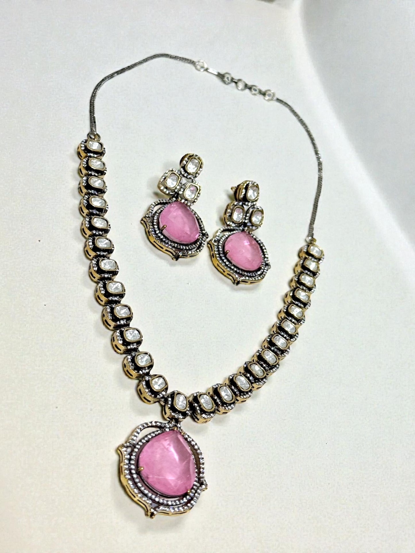 Himani हिमानी Gold Plated Kundan Doublet Stone Set in Pink