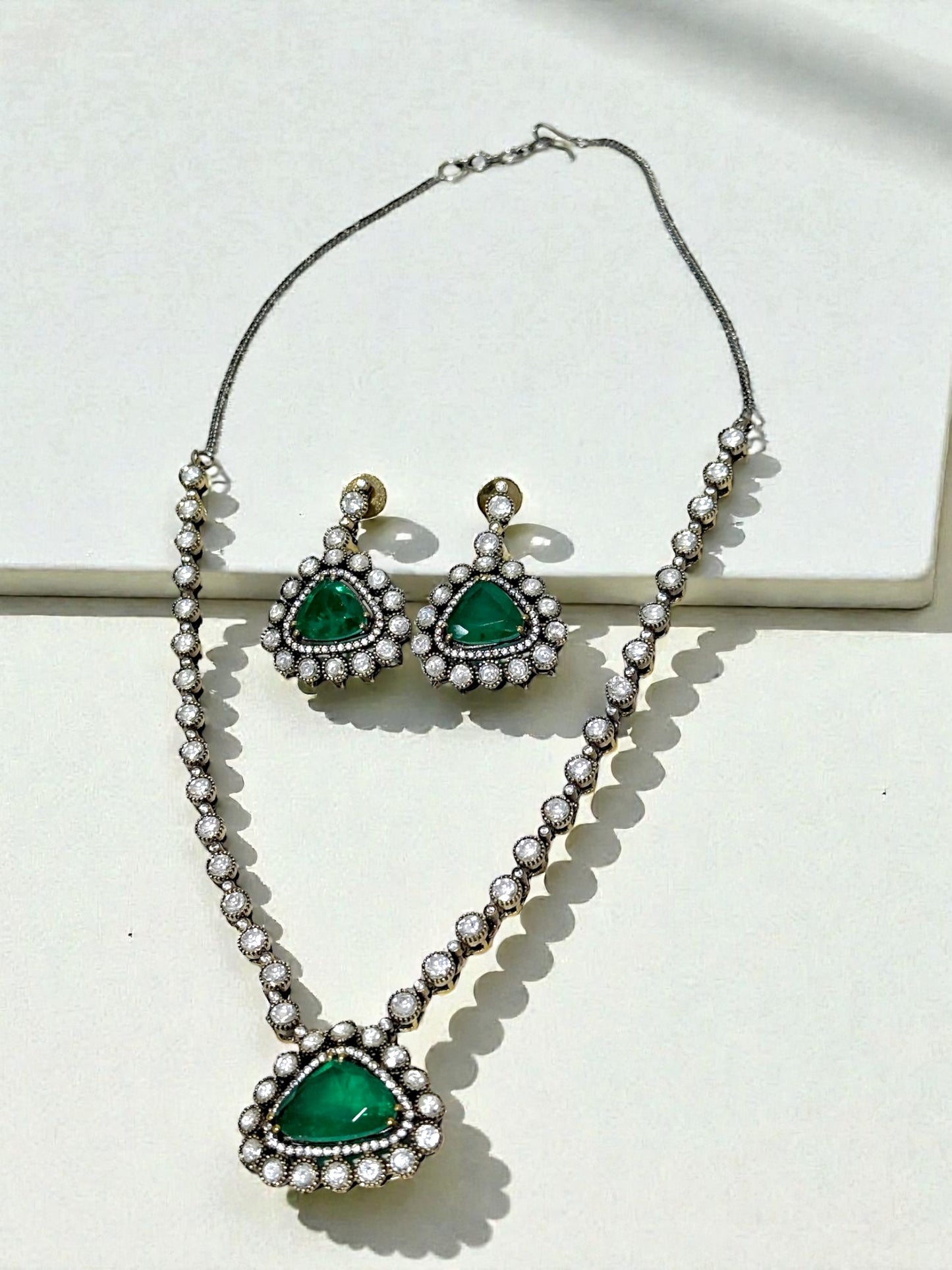 Hamsika हमसिका Gold Plated Kundan Doublet Stone Set in Green