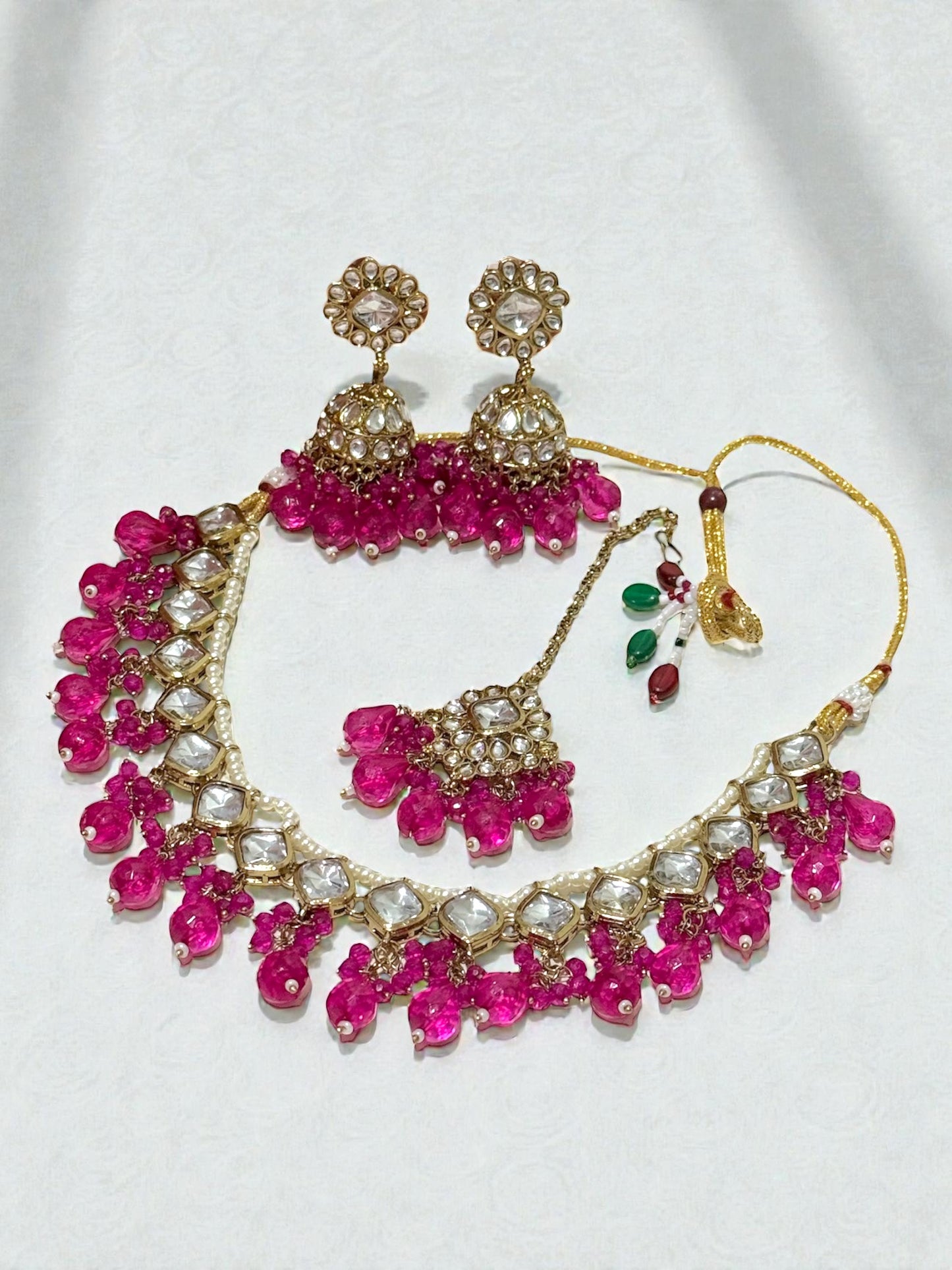 Drishti दृष्टि Kundan Set in Magenta