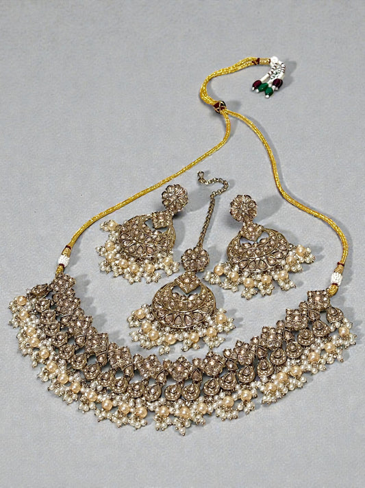 Apeksha अपेक्षा Polki Set in Gold - Can be Worn as Necklace or Choker