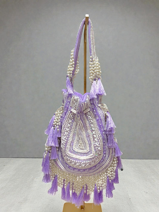 Dolly डॉली Beaded Potli Bag in Lavender