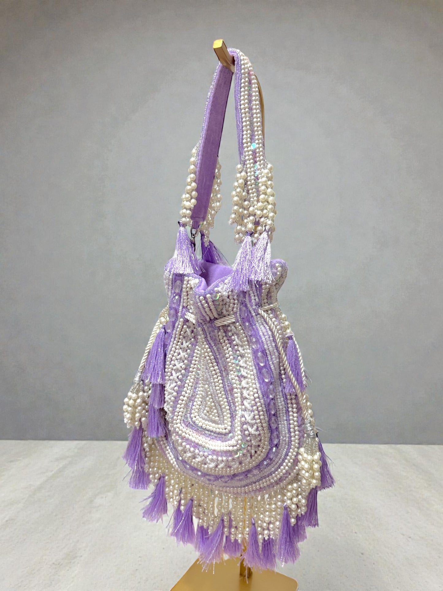 Dolly डॉली Beaded Potli Bag in Lavender