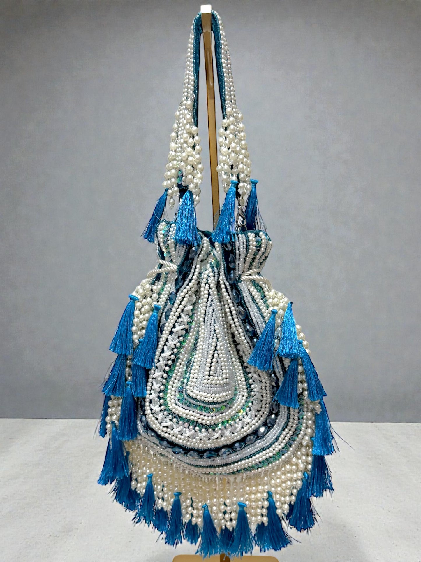 Dolly डॉली Beaded Potli Bag in Blue