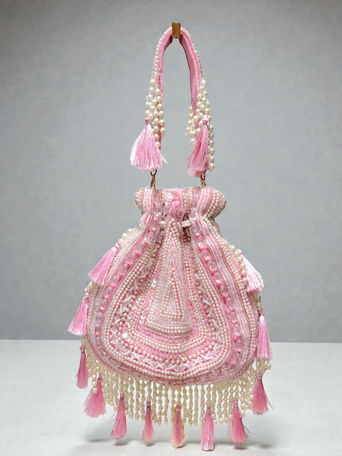 Dolly डॉली Beaded Potli Bag in Pink