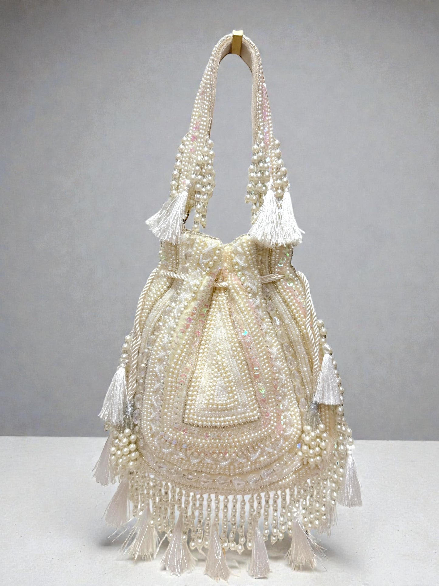 Dolly डॉली Beaded Potli Bag in Cream