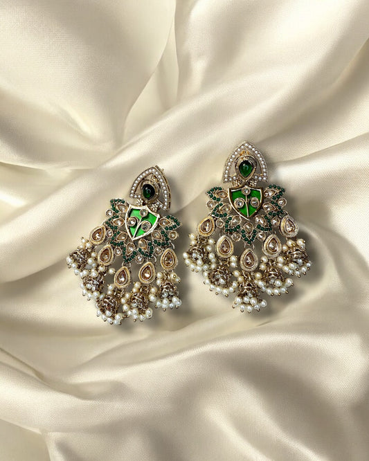Tala تالا Royal Polki Earrings in Green
