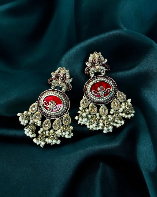 Alya عليا Polki Earrings in Red