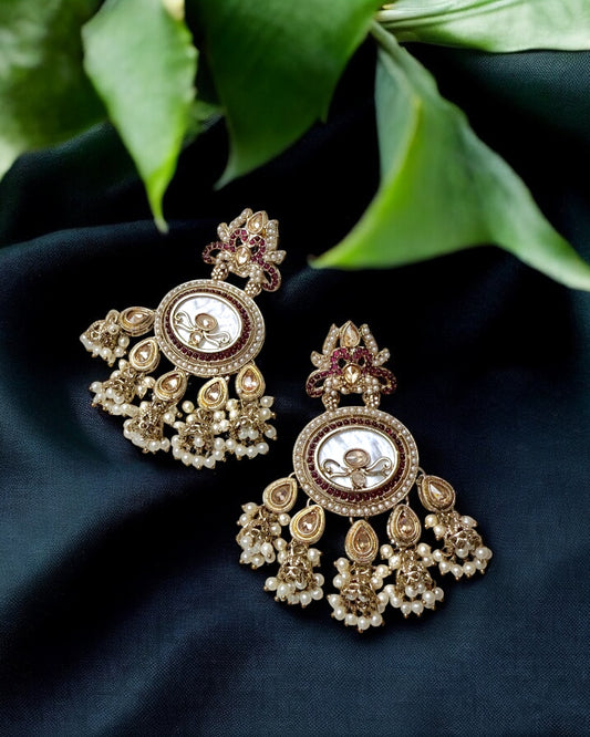Alya عليا Polki Earrings in Purple