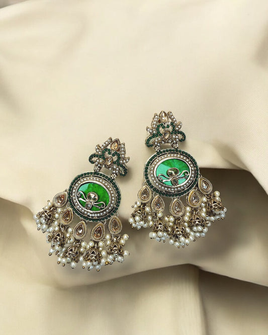 Alya عليا Polki Earrings in Green