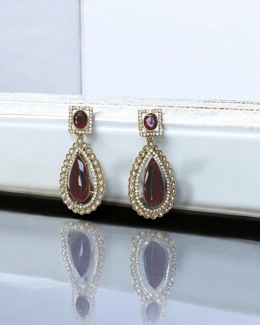 Ziya ضياء Earrings in Maroon