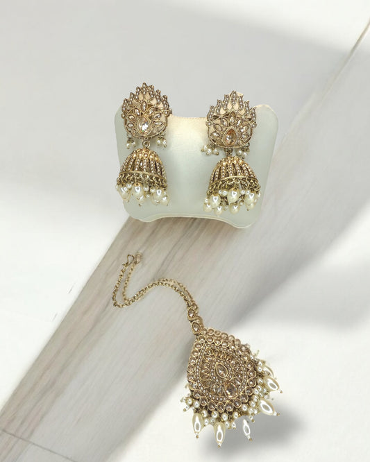 Lina لينا Polki Jhumkay & Tika Set