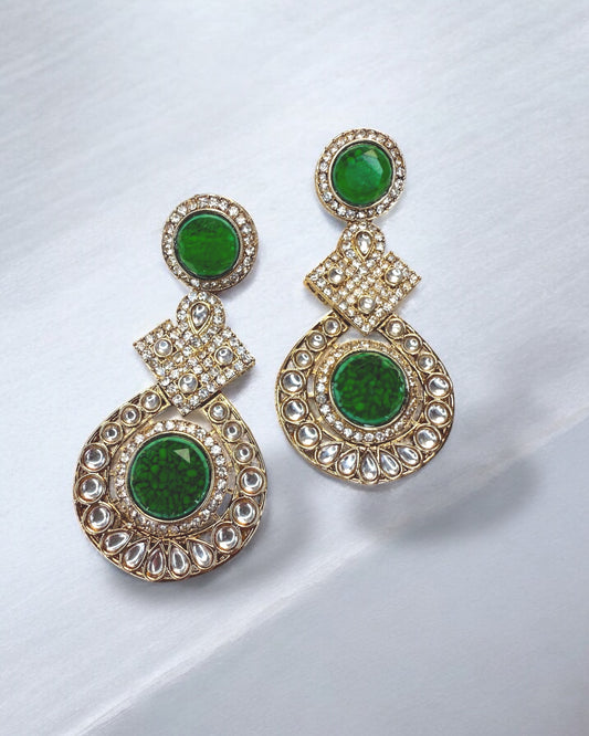 Salma سلمى Kundan Earrings in Green